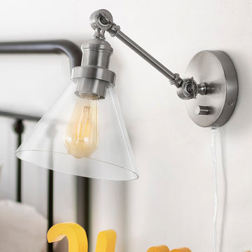 Cowie 8" Iron/Glass Adjustable LED Wall Sconce - JONATHAN Y